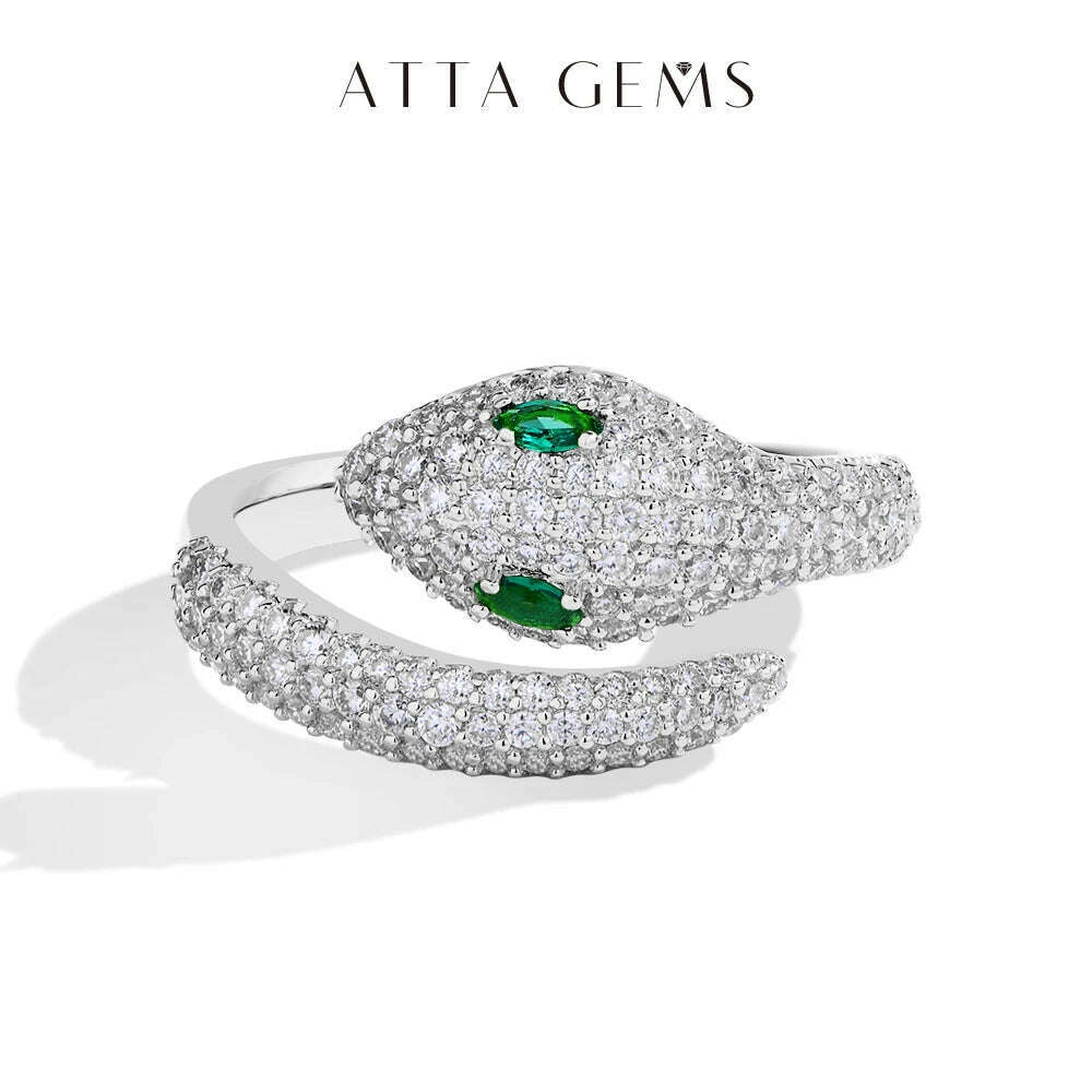 ATTAGEMS Original Snake Moissanite Rings D VVS1 Lab Diamond for Women Men S925 Sterling Silver Engagement Party Jewelry Gift New