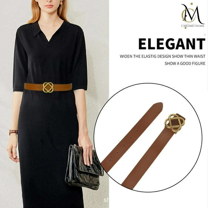 Women's Genuine Leather Belt with Flower Buckle