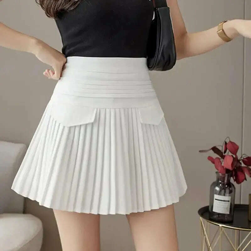 Summer White Pleated Mini Skirt for Women, High Waist A-Line - D&M Boutique
