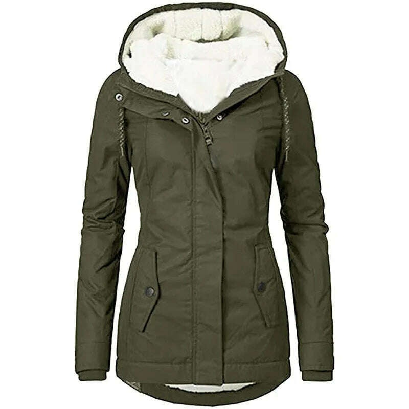 2024 Hooded Zipper Coat – Loose Fit, Pockets, Thick Parka - D&M Boutique