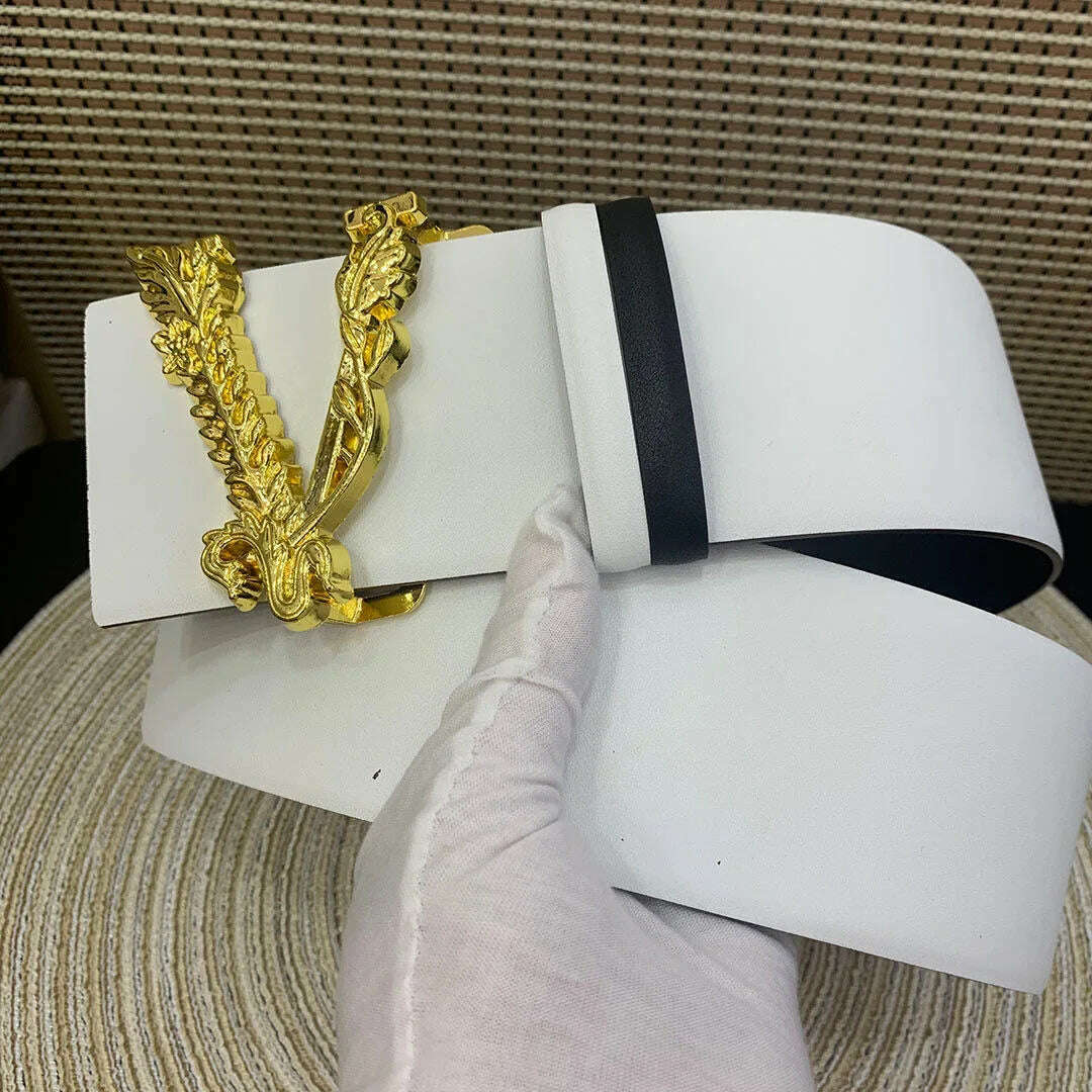 7CM Wide Luxury Reversible Leather Belt for Women