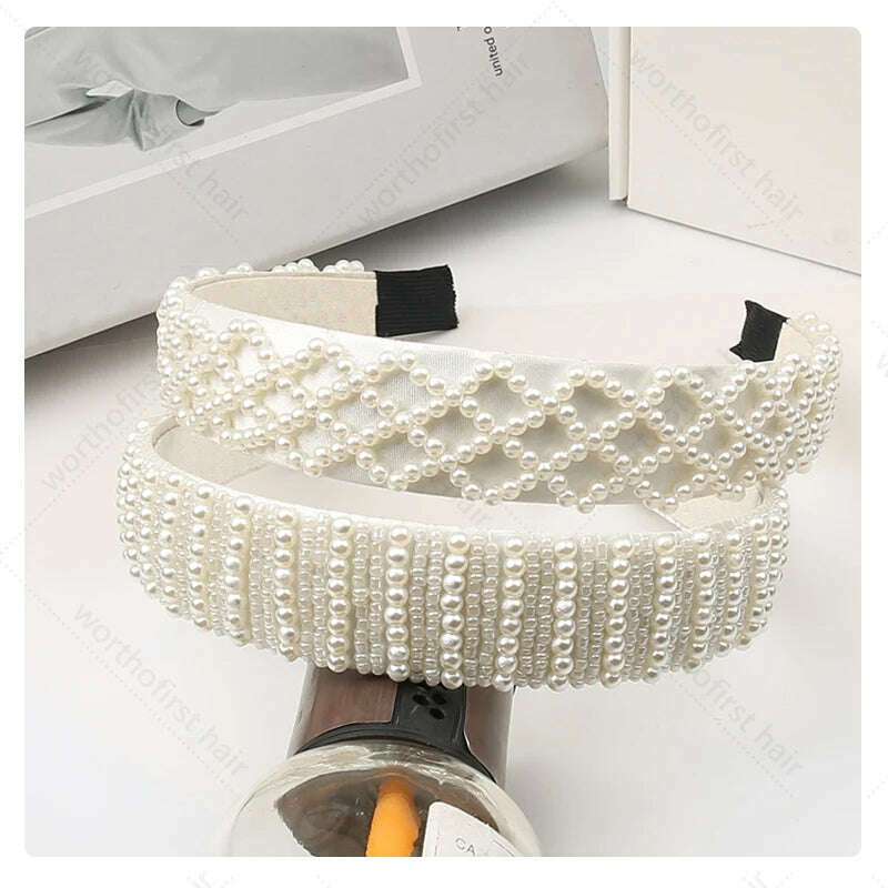 Hair Hoop with ABS Pearl Decoration for Women