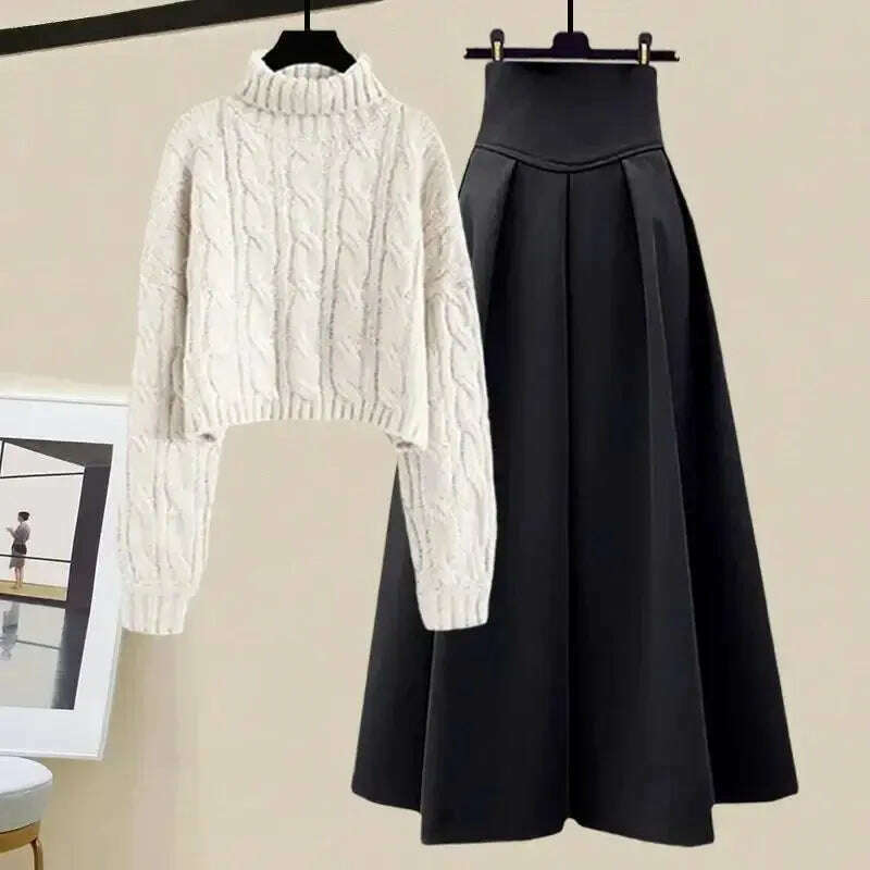 2024 Women's Autumn Slimming Sweater Skirt Set Plus Size
