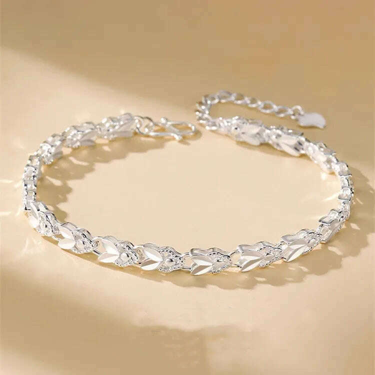 Fine 925 Sterling Silver Star Chain Bracelet for Women