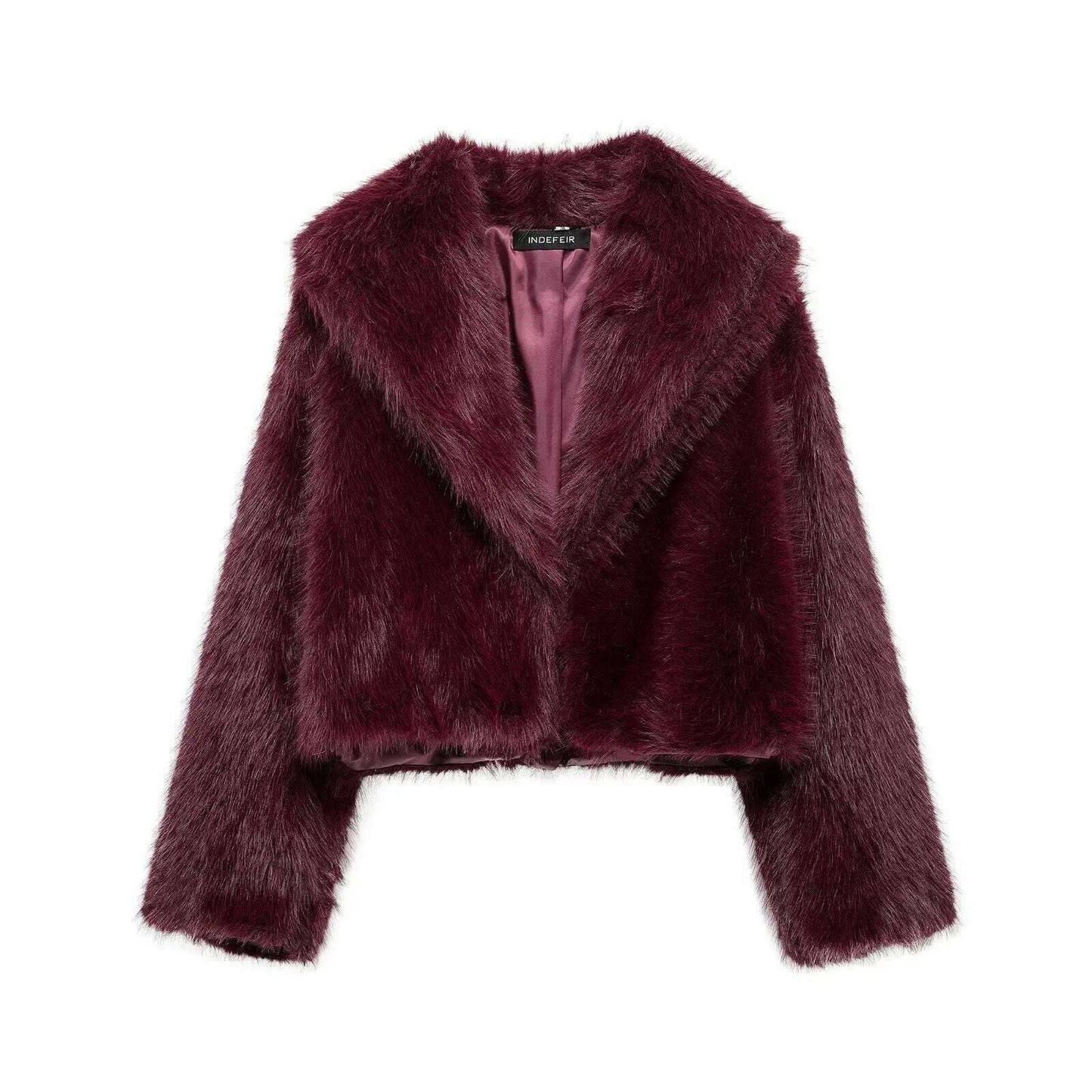 Chin.Sweety Women's Brown Faux Fur Lapel Coat – Warm & Stylish