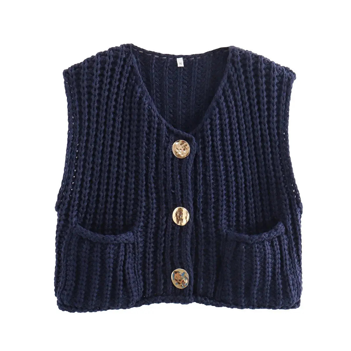 Korean Fashion Crop Sweater Vest Women Loose Cable Knit - D&M Boutique