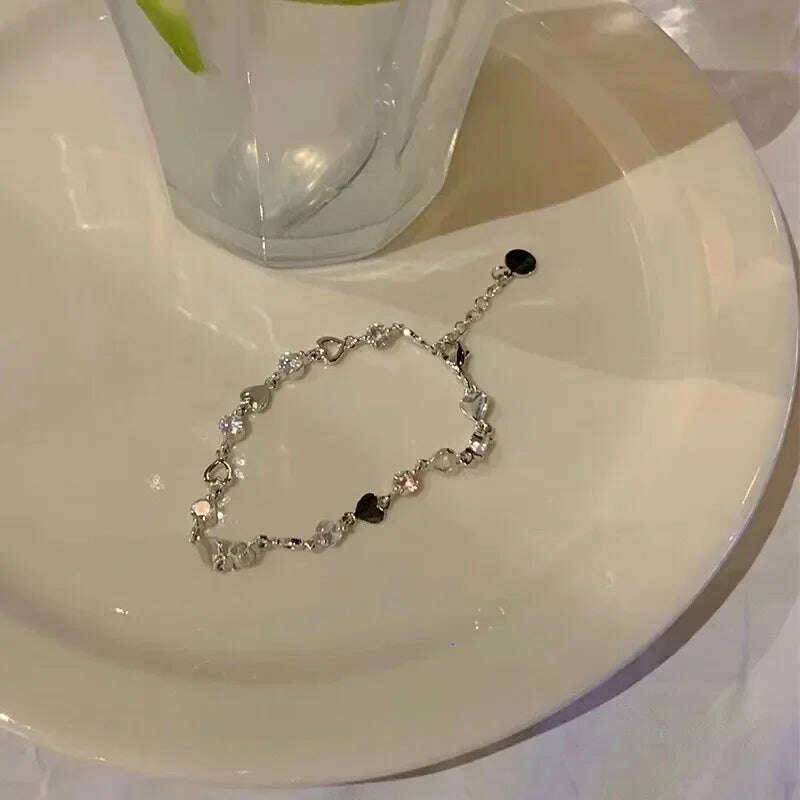 Y2K Zircon Heart Bracelet for Women Korean Fashion