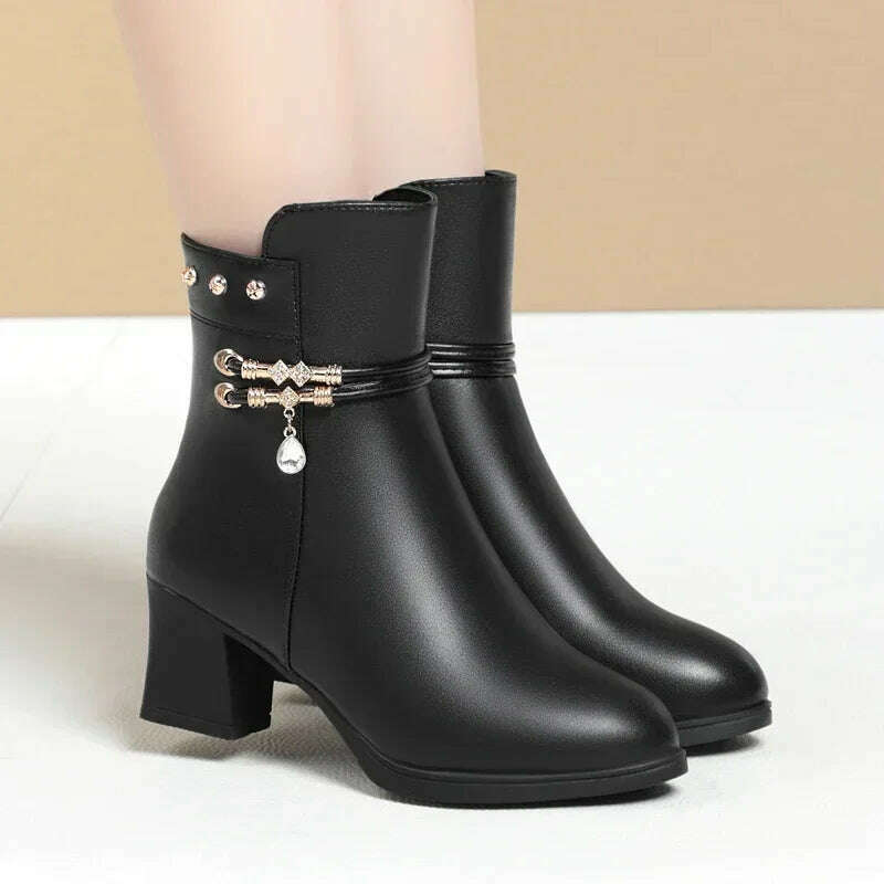 ZLMIAO SHZHANG Women’s Soft Leather Ankle Boots