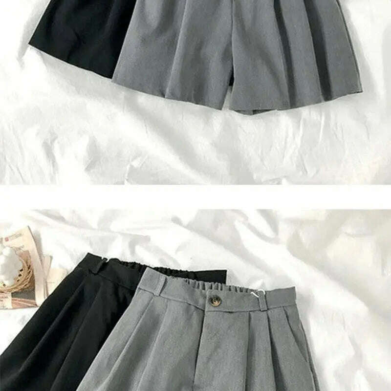 High Waist Wide Leg Shorts – Loose, Solid, Summer Office Style - D&M Boutique