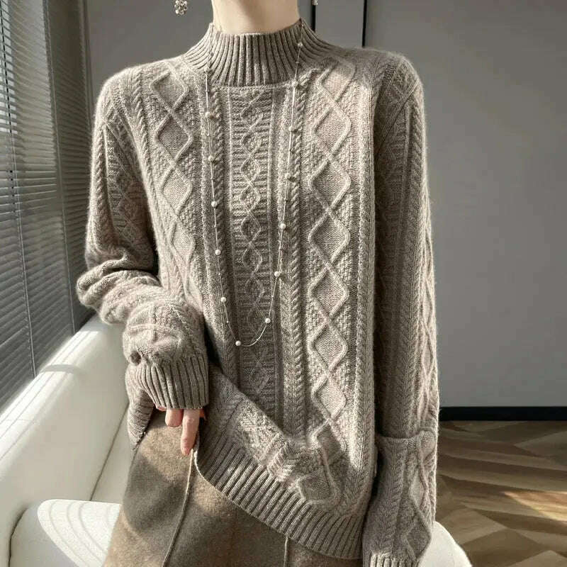 DjzDsm Turtleneck Sweater: 100% Merino Wool, Check Knit - D&M Boutique