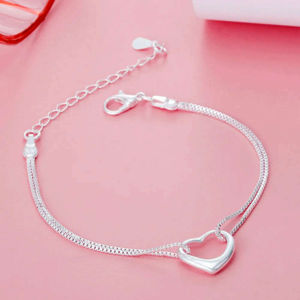 Fine 925 Sterling Silver Star Chain Bracelet for Women
