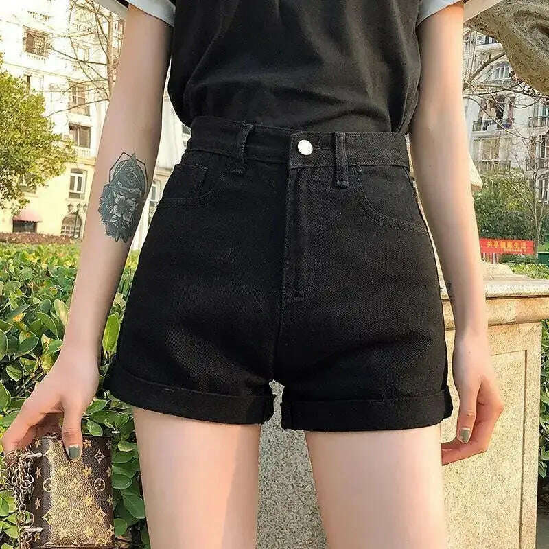 New Women's High Waist Button Denim Shorts – Loose Fit - D&M Boutique