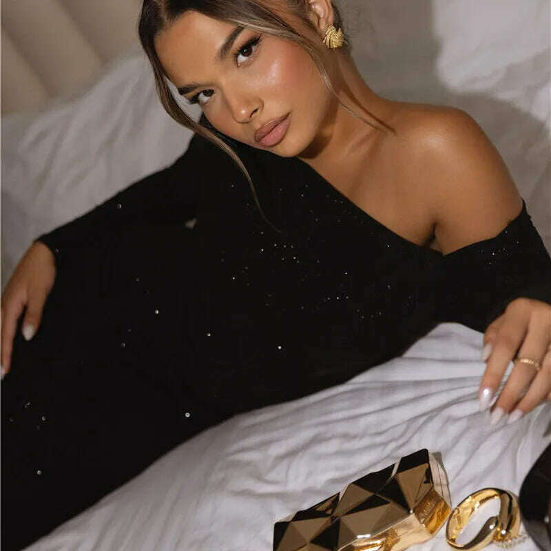 Mozision Sparkle Long Sleeve Sexy Maxi Dress for Women