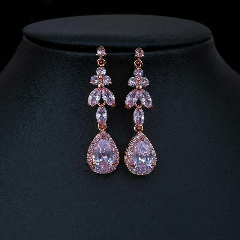 Ekopdee Luxury Brilliant Cubic Zirconia Necklace Set Earrings Rings Women CZ Light Drop Bridal Wedding Jewelry Sets 2022 New