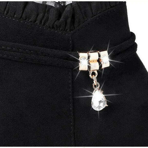 Autumn Fur Ankle Boots - High Heel & Rhinestone Detail
