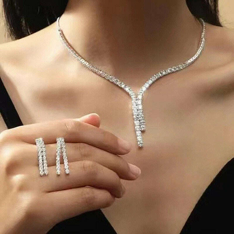 Simple Geometric Zircon Jewelry Set