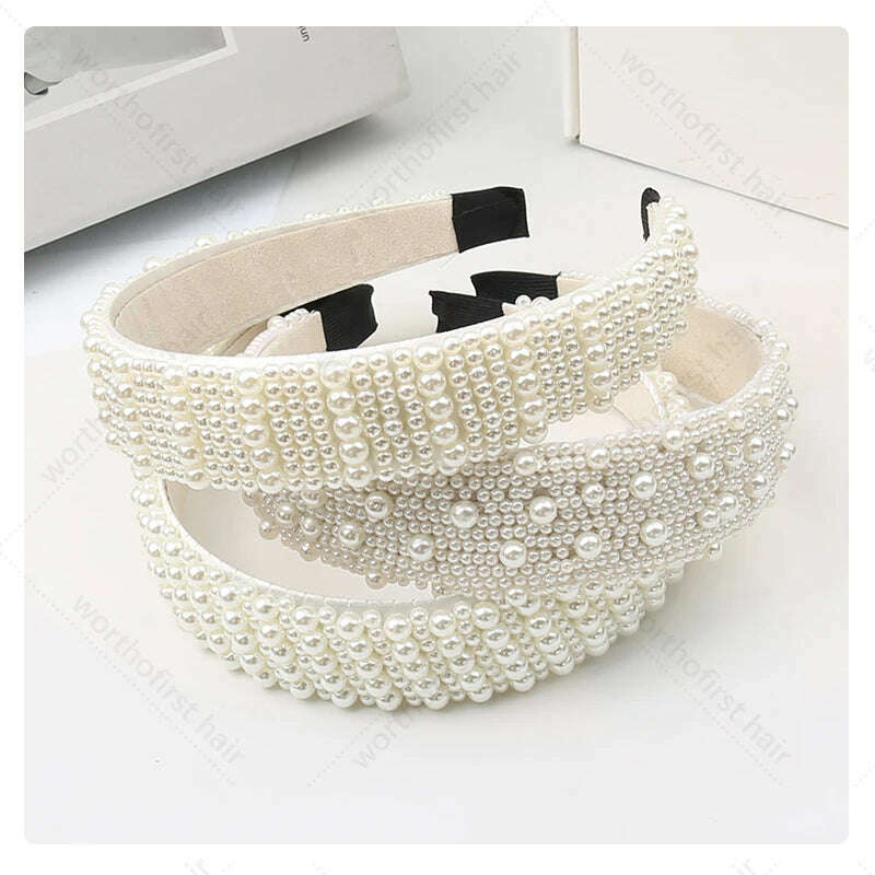 Hair Hoop with ABS Pearl Decoration for Women