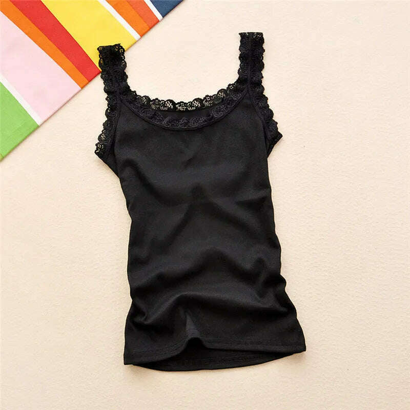 Lace Patchwork Tank Top – Sleeveless, Bodycon Fit - D&M Boutique
