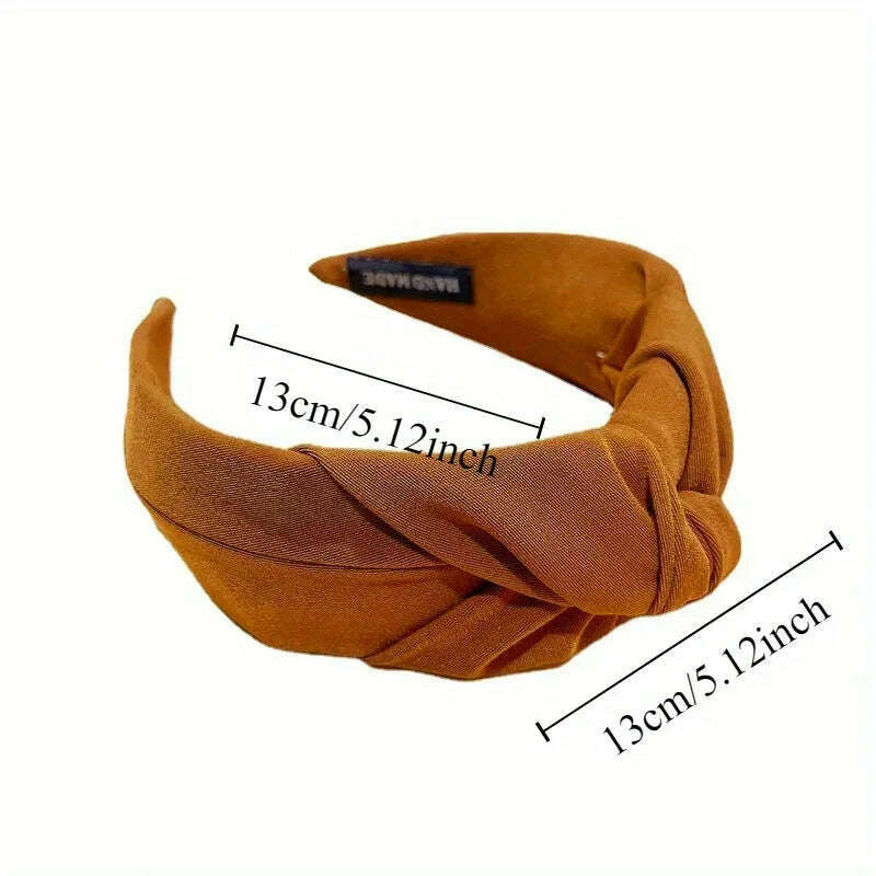 Solid Wide Knot Fabric Twist Hairbands for Women.