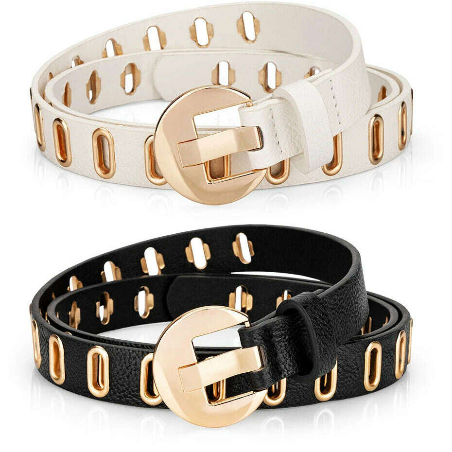 Maikun Grunge Women’s PU Leather Belt with Alloy Pin Buckle