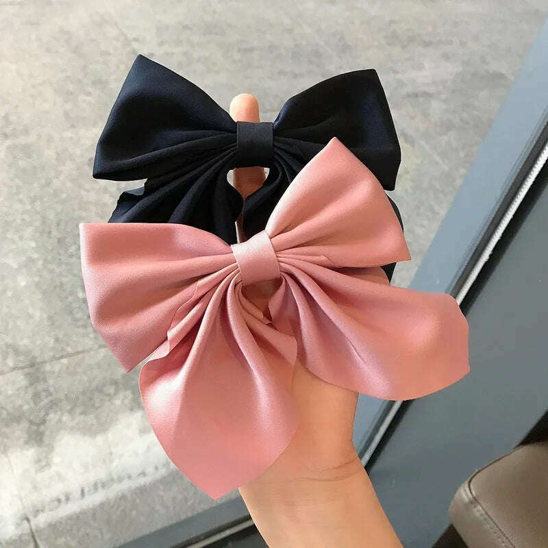 Solid Color Satin Bowknot Hair Clips