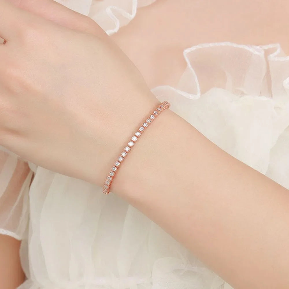 2mm Moissanite Tennis Bracelet: 925 Sterling Silver & 18k Gold