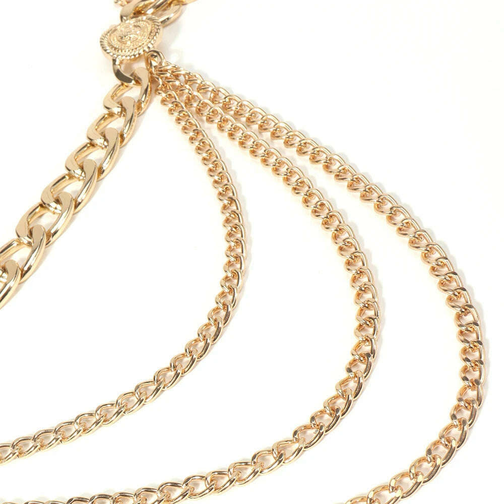 Metallic Punk Waist Chain with Fringe – Body Chain Belt