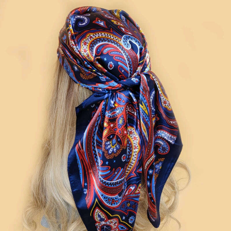 90*90CM Shawls Fashion Beach Sunscreen Silk Scarves 2023 Europe And America Kerchief Popular Print Square Bandannas