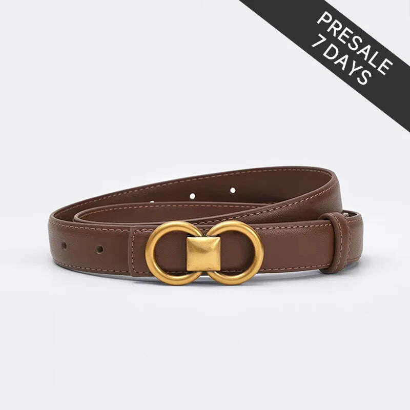 BEAUTODAY Cow Leather Belt with Symmetrical Buckle