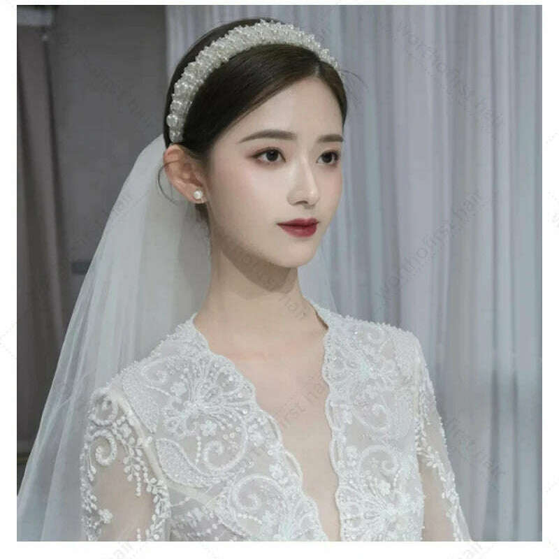 Hair Hoop with ABS Pearl Decoration for Women