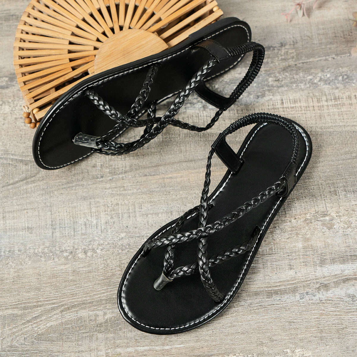 2024 Women’s Woven Hollow Sandals - Casual Beach Flats
