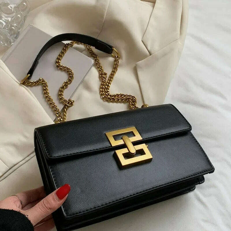 Square Chain Crossbody Bag for Women Elegant PU Handbag