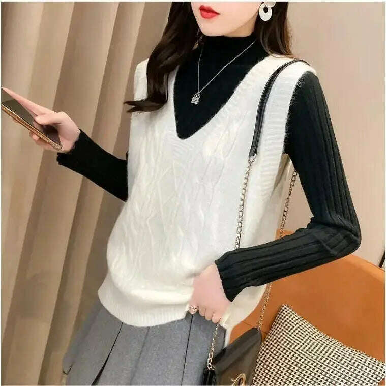 2024 Women's Knitted Vest: V-Neck, Sleeveless Pullover - D&M Boutique