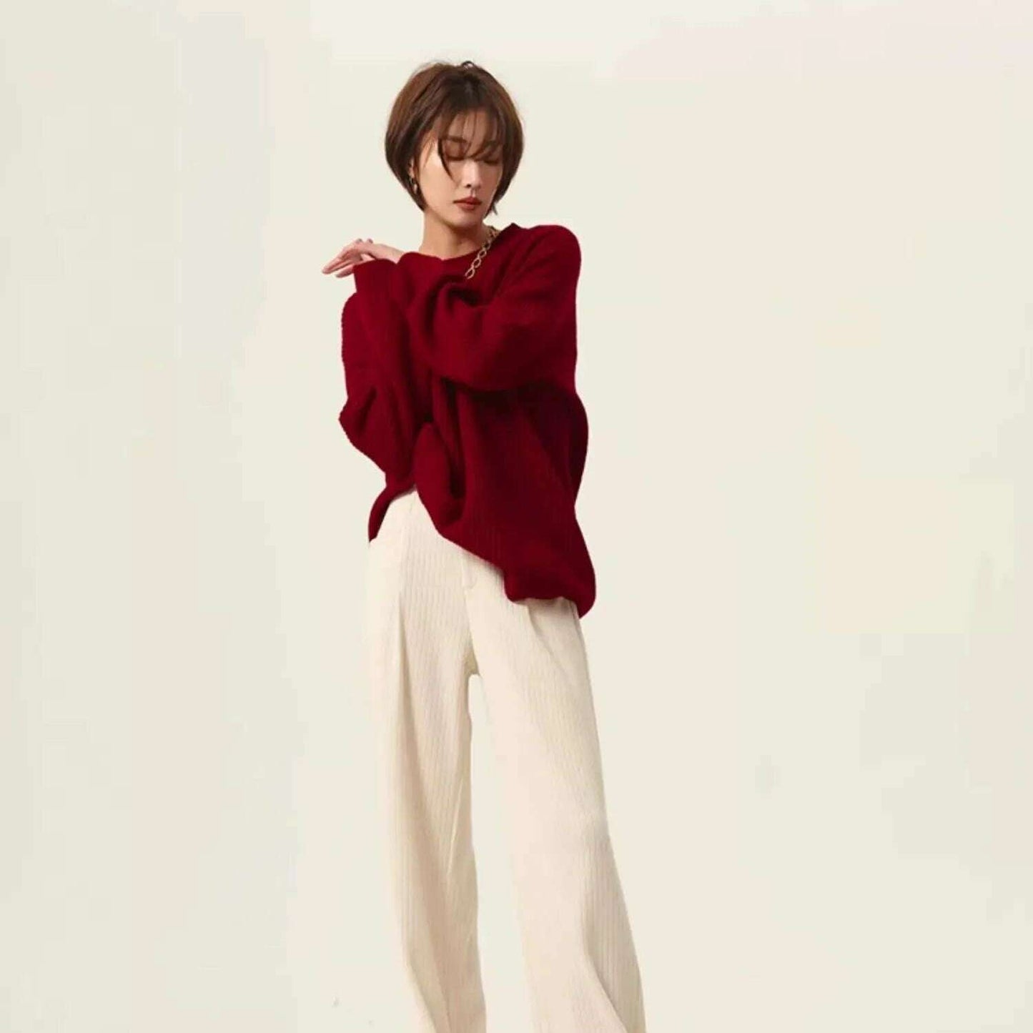 100% Cashmere Turtleneck Sweater – Loose Long Sleeve - D&M Boutique