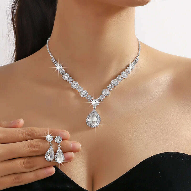 Elegant Waterdrop Rhinestone Jewelry Set