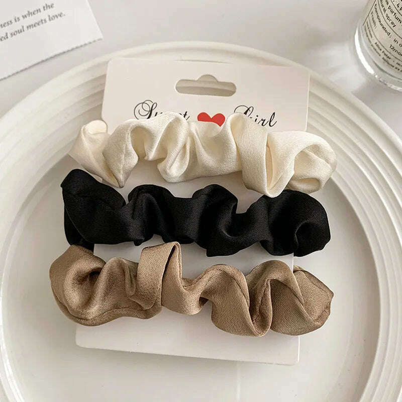 3/4/5 PCS Satin Pleated Scrunchies Elastic Hair Bands