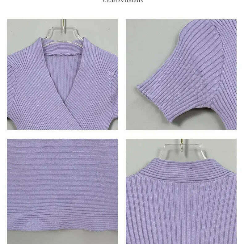 Deep V Knitted T-Shirt: Women's Summer Korean Fashion Tee - D&M Boutique