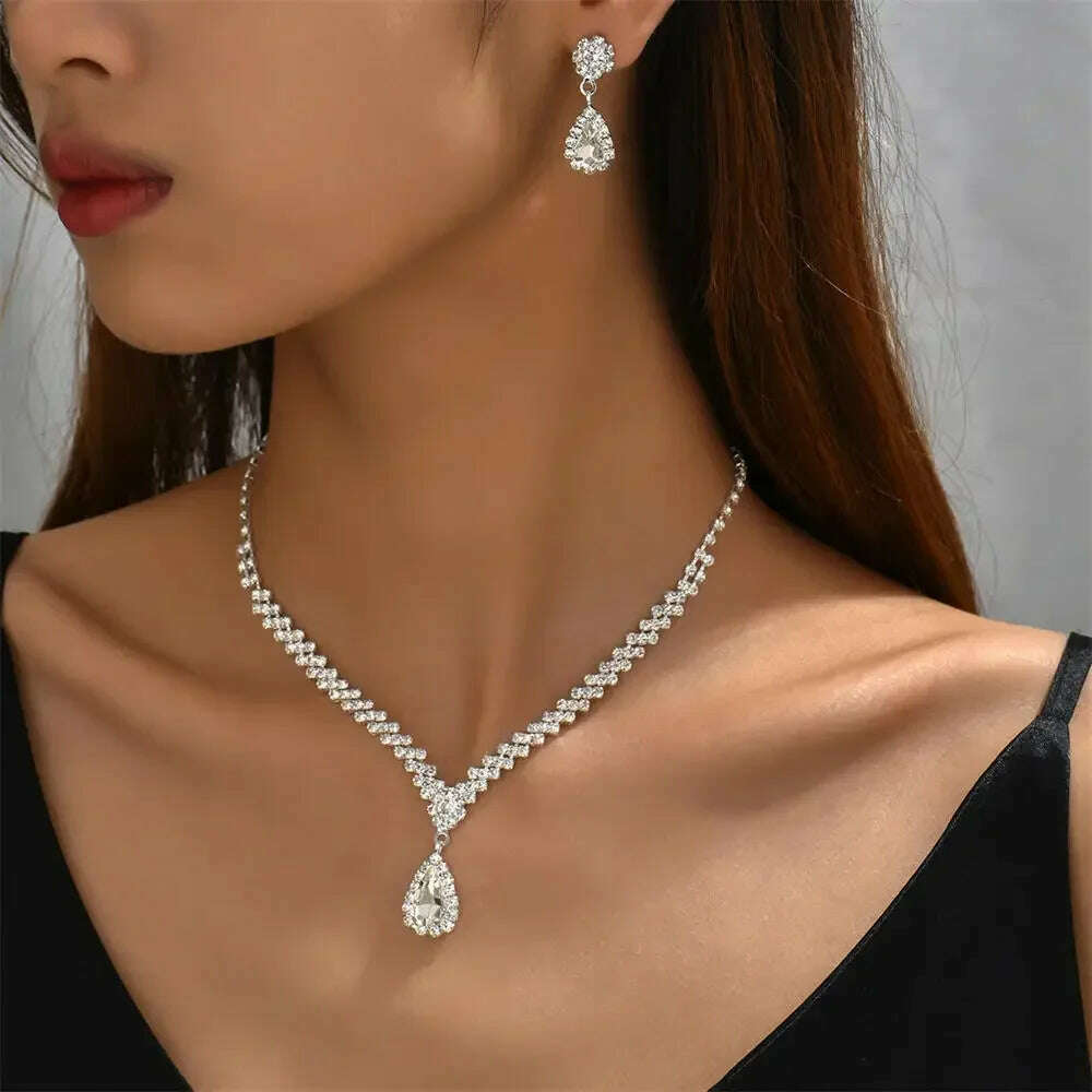 Elegant Waterdrop Rhinestone Jewelry Set
