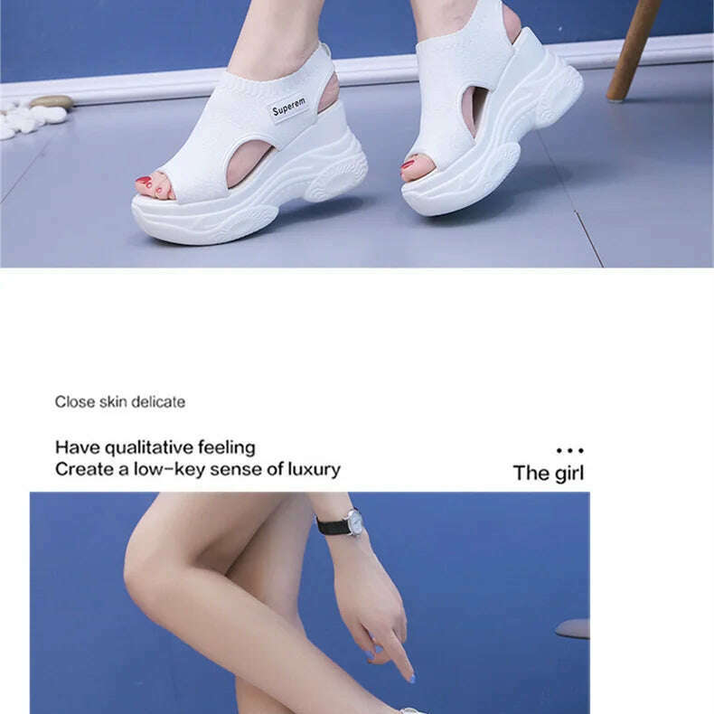 Summer Wedge Heel Sandals - Elastic Cloth & Thick Sole