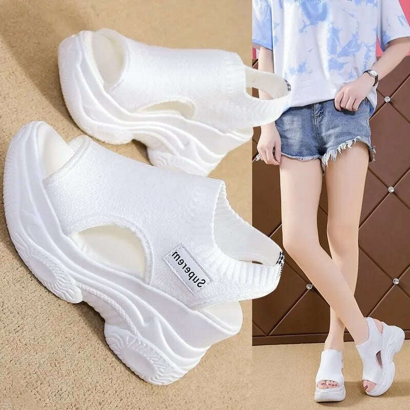Summer Wedge Heel Sandals - Elastic Cloth & Thick Sole