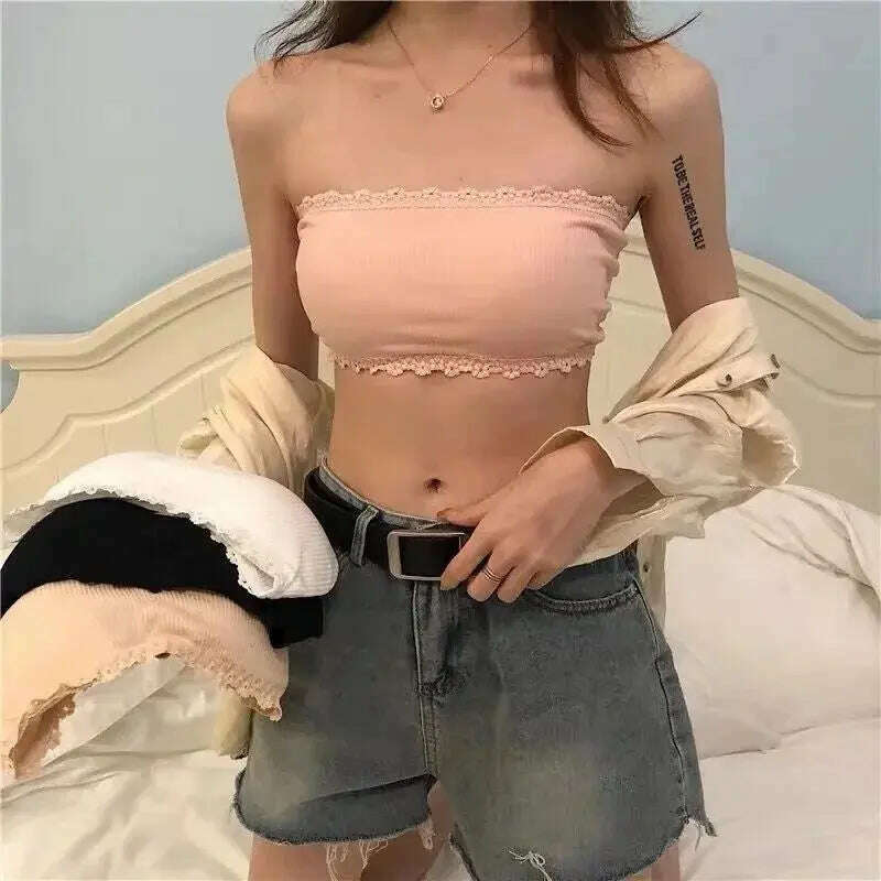 Lace Strapless Push-Up Bra: Seamless, Invisible Crop Top - D&M Boutique