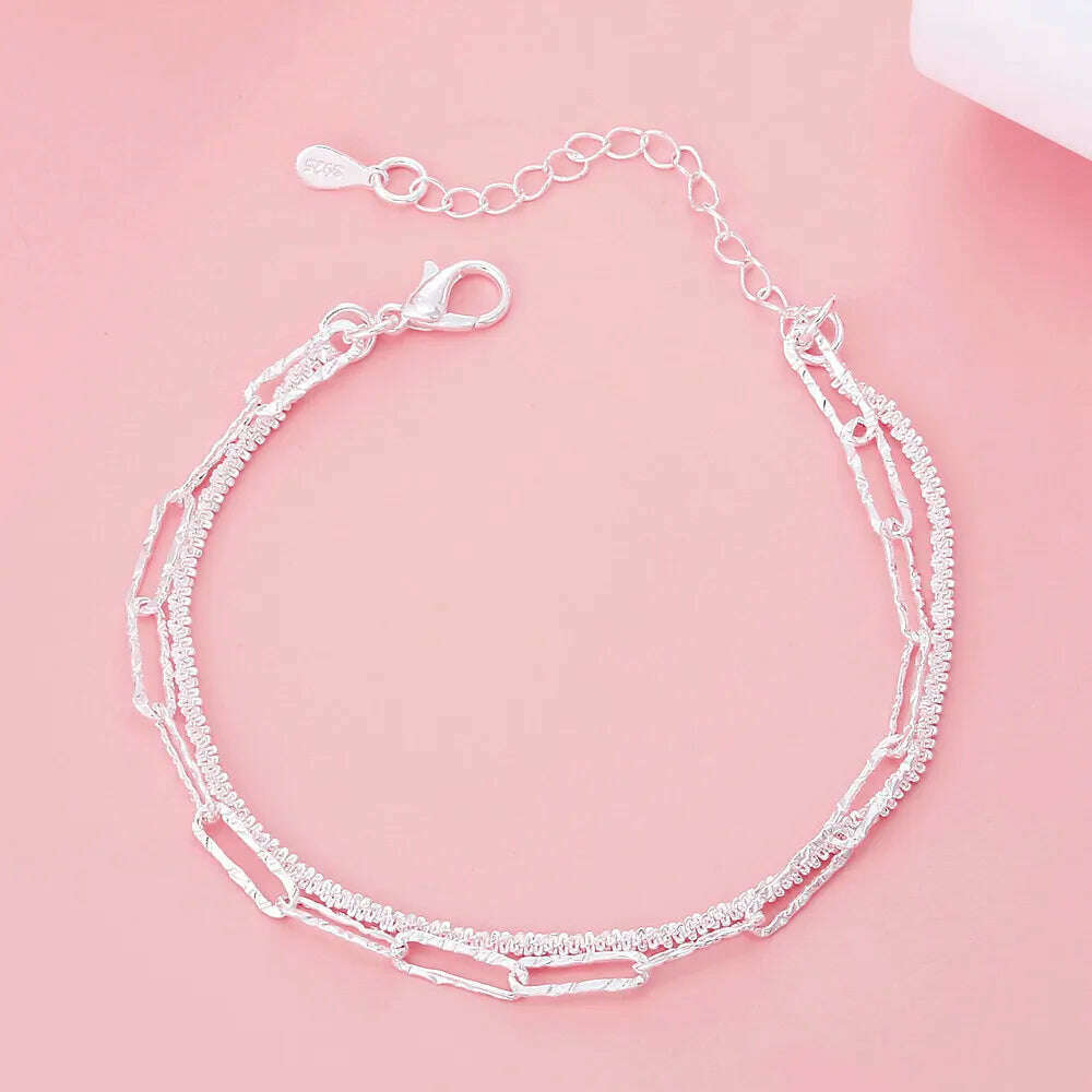 Fine 925 Sterling Silver Star Chain Bracelet for Women