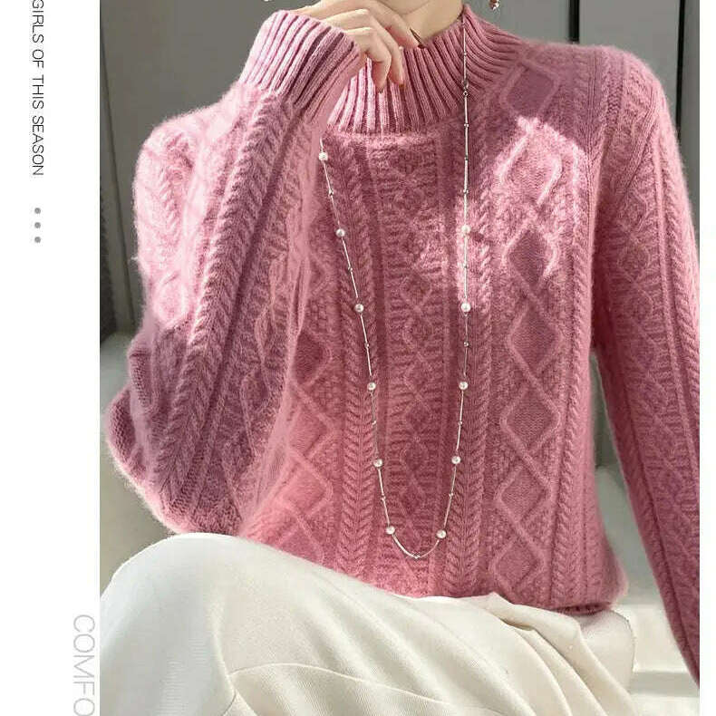 DjzDsm Turtleneck Sweater: 100% Merino Wool, Check Knit - D&M Boutique