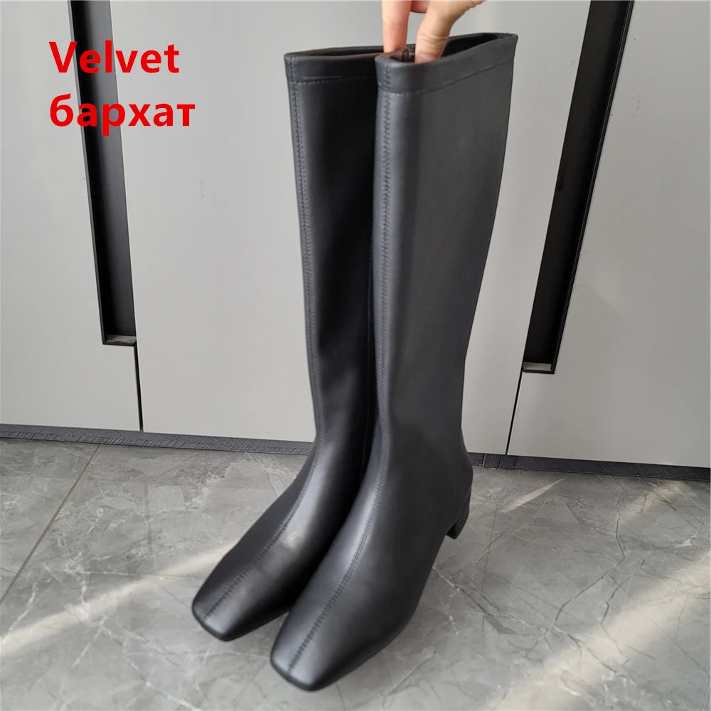 FEDONAS Women's Leather High Heel Boots