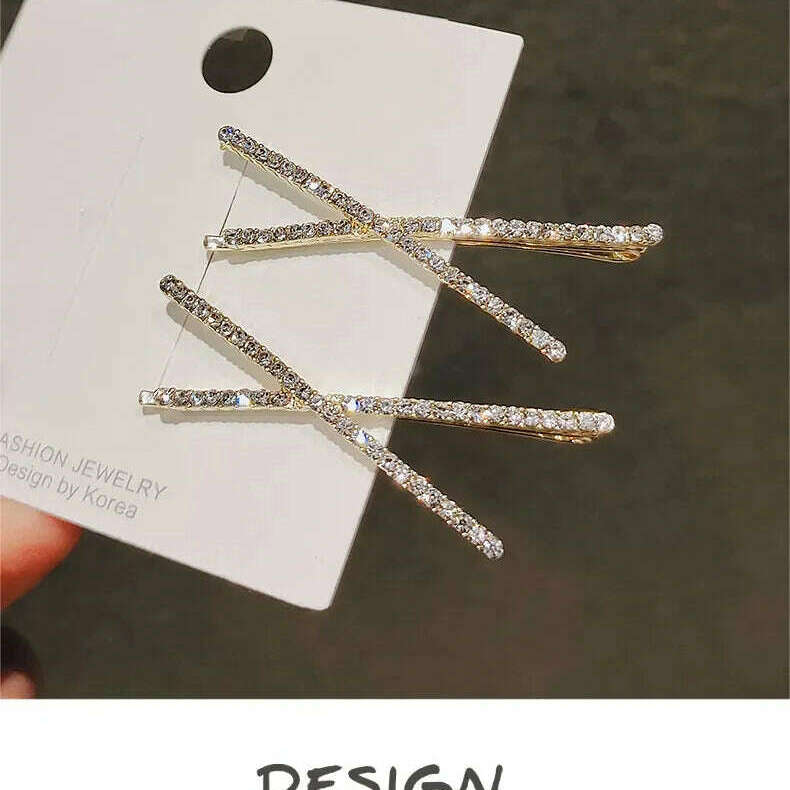 2pcs Cross Crystal Hairpins Rhinestone X Hair Clips