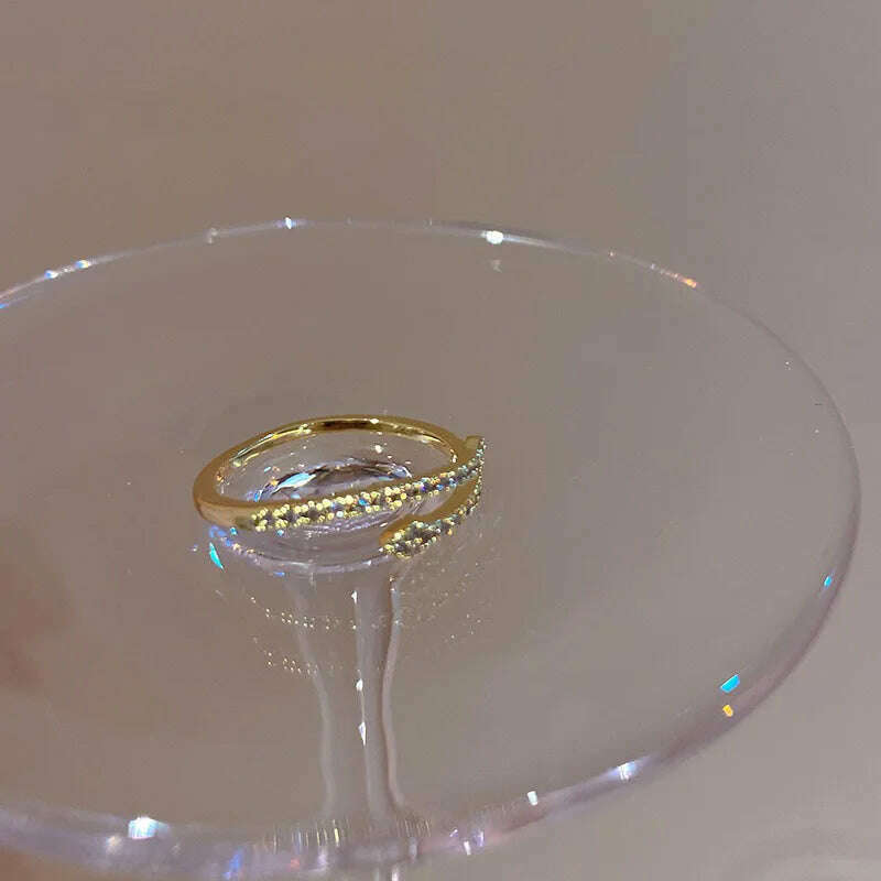 Luxury Zircon Heart Rings for Women Opening Adjustable Weave Rhinestone Ring Engagement Wedding Jewelry Fashion Girlfriend Gifts