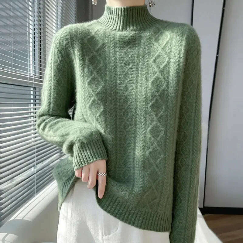 DjzDsm Turtleneck Sweater: 100% Merino Wool, Check Knit - D&M Boutique