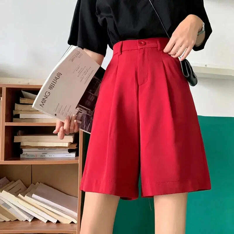 High Waist Wide Leg Shorts – Loose, Solid, Summer Office Style - D&M Boutique