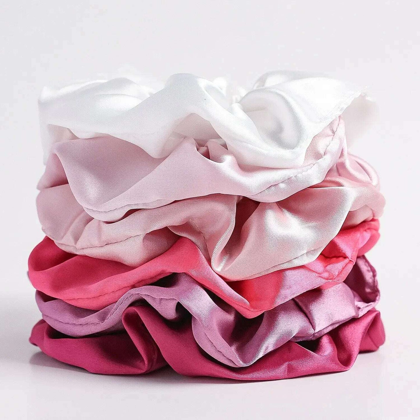 6-Piece Women's Pure Color Satin Large Scrunchie Set
