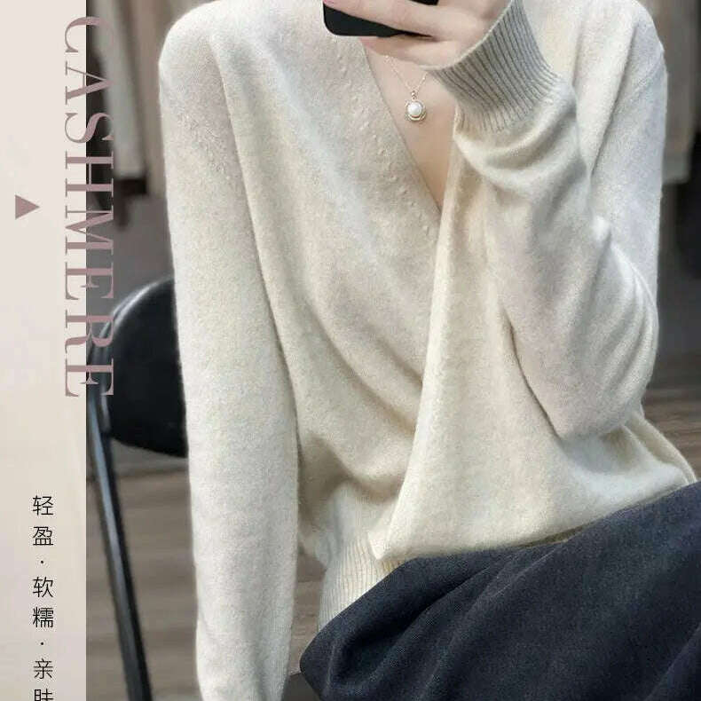 Japanese Kimono Cardigan Wool Sweater V-Neck Knitted Top - D&M Boutique